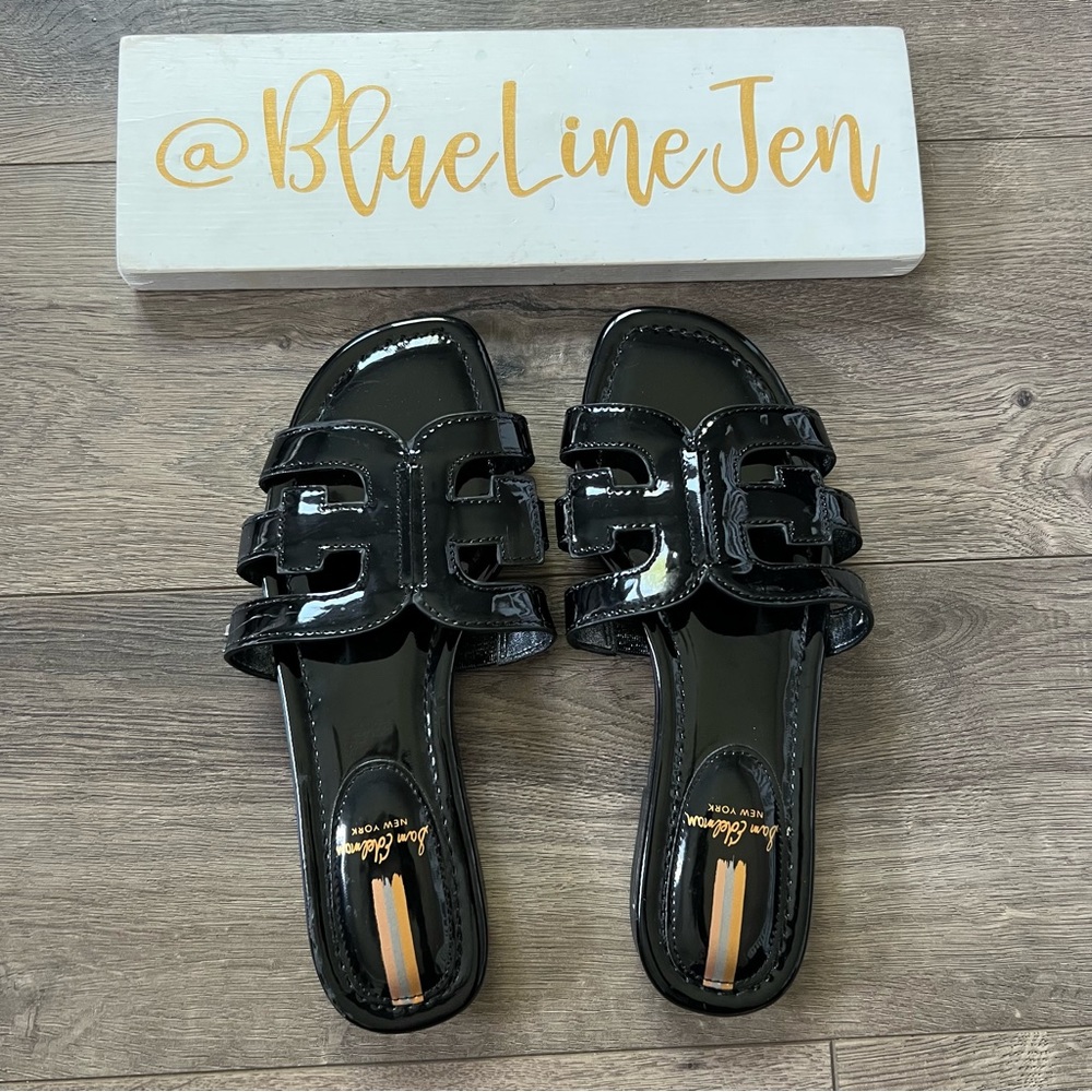 Sam Edelman Black Patent Bay Slide Sandals